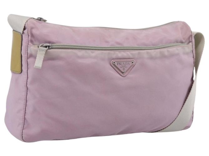 Borsa a tracolla PRADA Nylon Pink Silver Auth hk4231 Argento Rosa