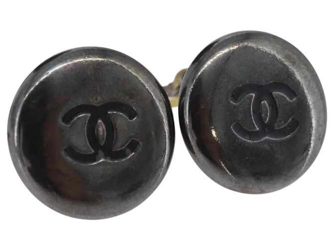 Orecchini CHANEL metallo Silver CC Auth bs37616 Argento