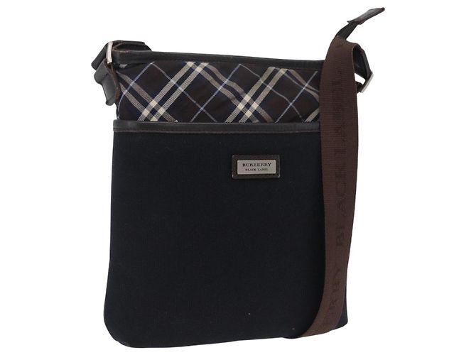 Borsa a tracolla BURBERRY Black Label Canvas Navy Silver Auth bs37549 Argento Blu navy