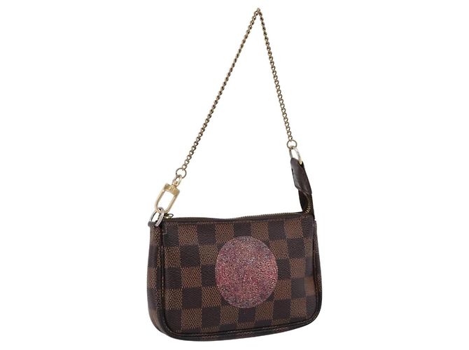LOUIS VUITTON Damier Ebene T&B Mini Pochette Accessoires N58011 LV Auth bs37681