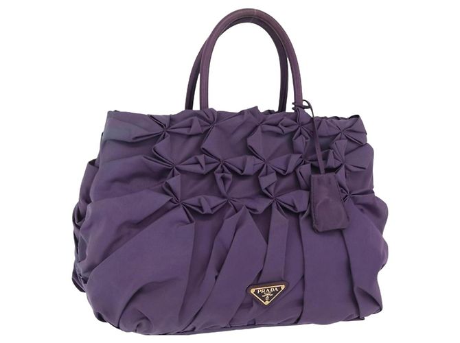 Borsa a Mano PRADA Nylon Viola Tono Oro Auth am12845A Porpora