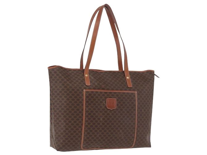 Céline Sac Cabas CELINE Macadam PVC Marron Auth 208166