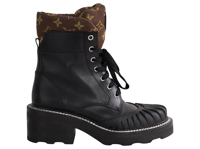 Botas de atacadores em couro preto Louis Vuitton