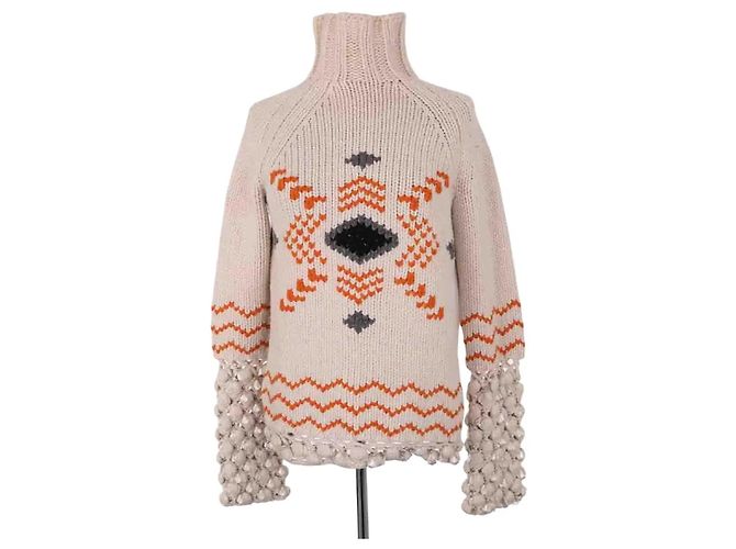 Paco Rabanne Wollpullover ecru Roh