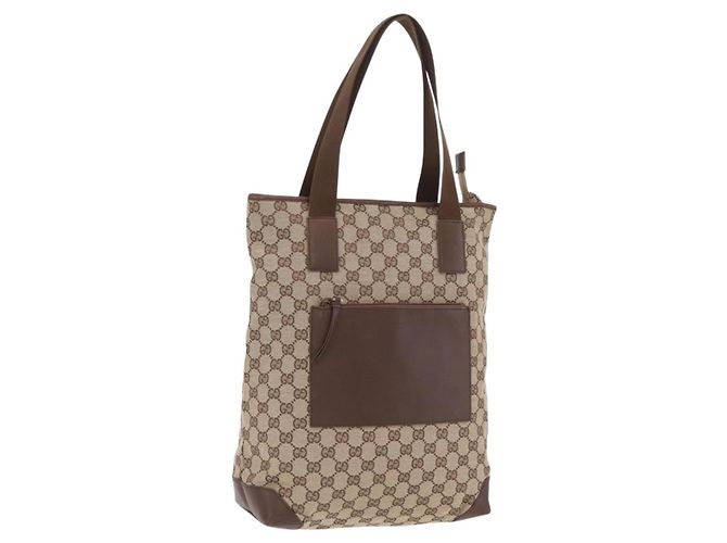 Borsa Tote GUCCI GG Canvas Beige Silver 019 0401 Auth ka6572 Argento