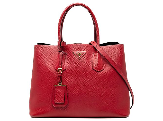 Red Prada Large Saffiano Cuir Double Satchel