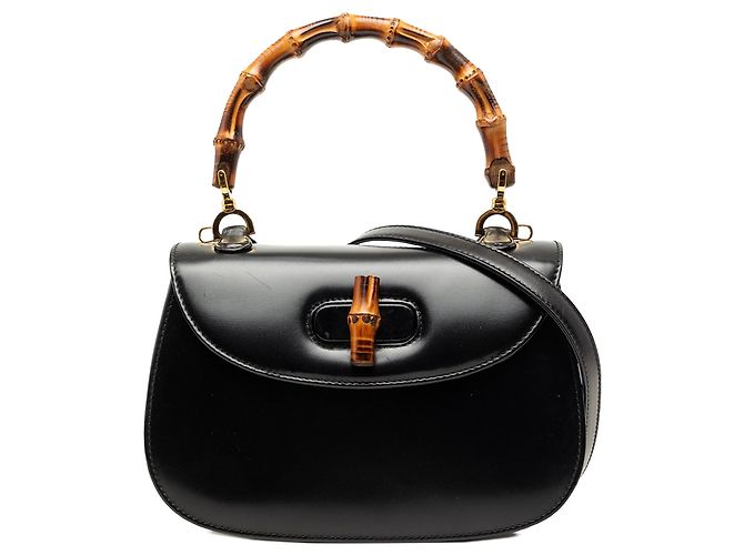 Borsa Gucci Small Bamboo Night in pelle di vitello nera Nero