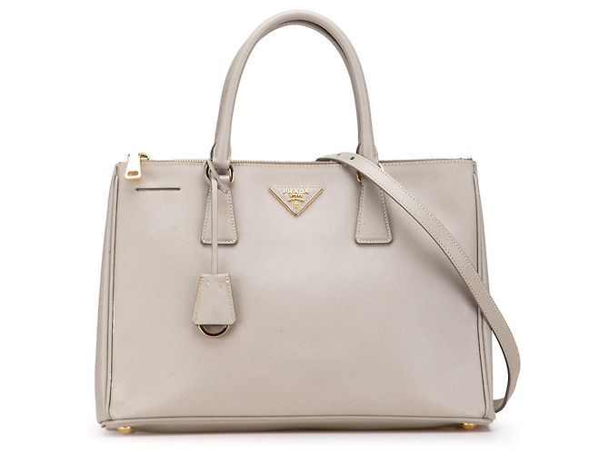 Sac à main Prada Medium Saffiano Lux Galleria Double Zip Gris