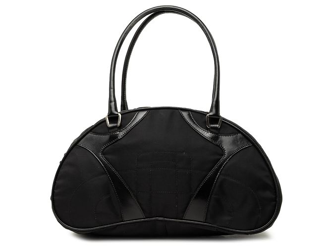 Borsa Bowler Prada Vitello Drive Trimmed Tessuto Nera Nero