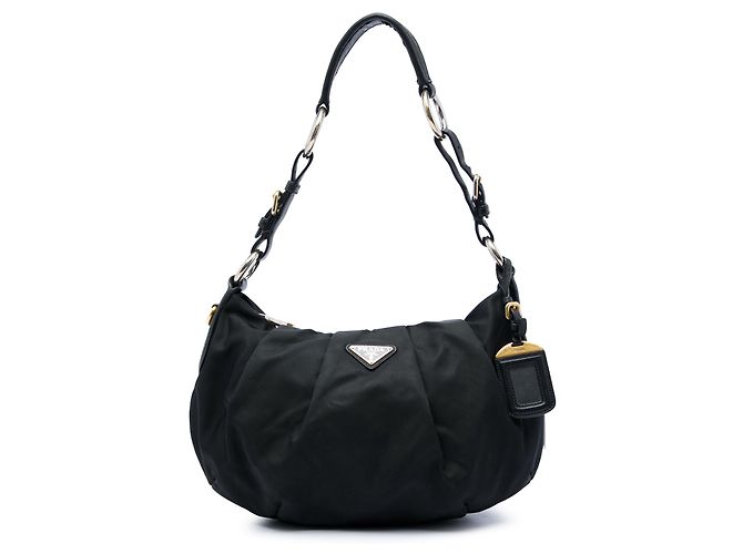 Sac Hobo plissé Prada Tessuto noir