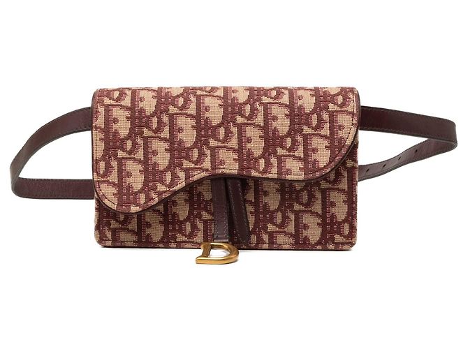 Bolso cinturón Saddle de lona Dior Oblique rojo