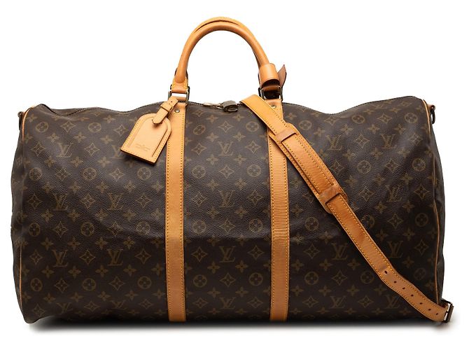 Borsa da viaggio Louis Vuitton Monogram Keepall Bandouliere 60 Marrone
