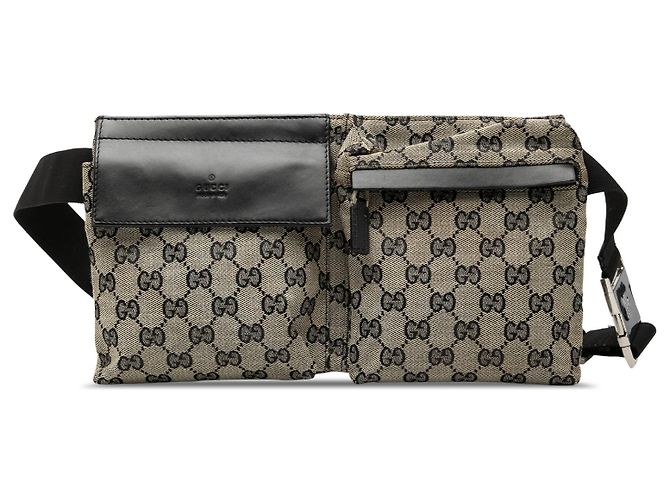 Bolso cinturón Gucci GG Canvas beige con doble bolsillo