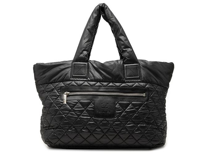 Sac cabas réversible Coco Cocoon en nylon matelassé Large, Noir, Chanel