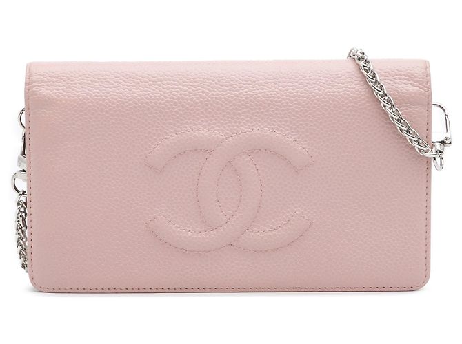 Borsa a tracolla Chanel CC Caviar Wallet On Chain Rosa