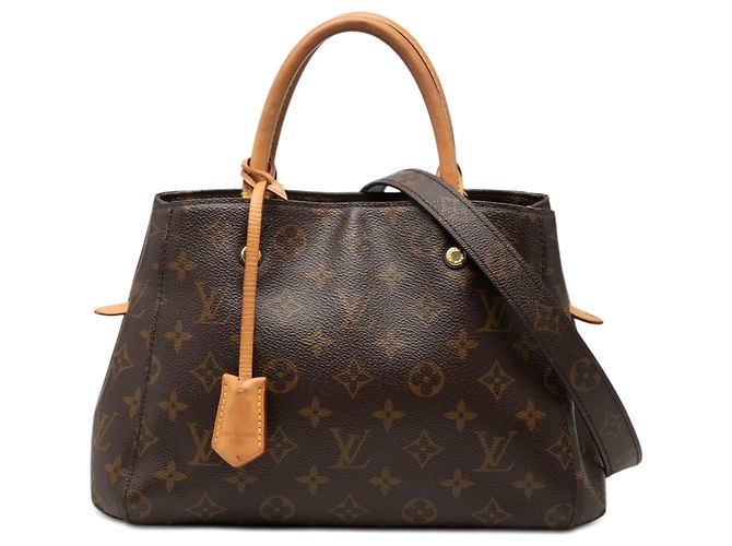 Bolsa Satchel Louis Vuitton Monogram Montaigne BB Castanha Marrom