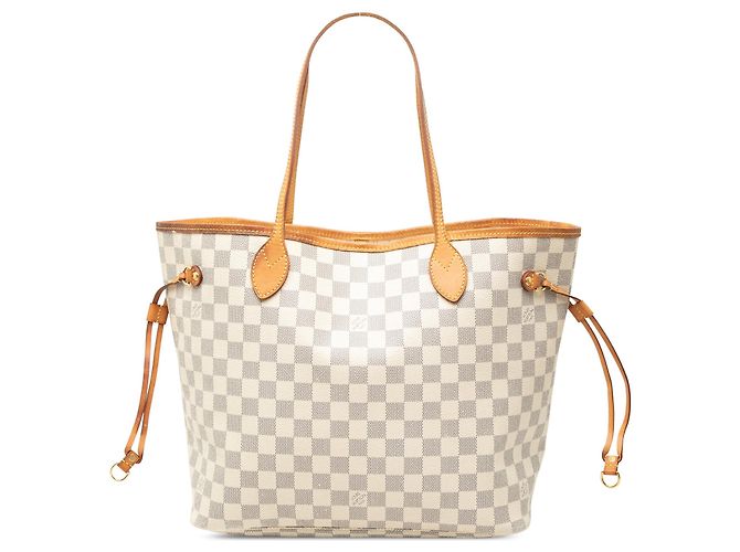 Bolso Tote Louis Vuitton Damier Azur Neverfull MM Blanco
