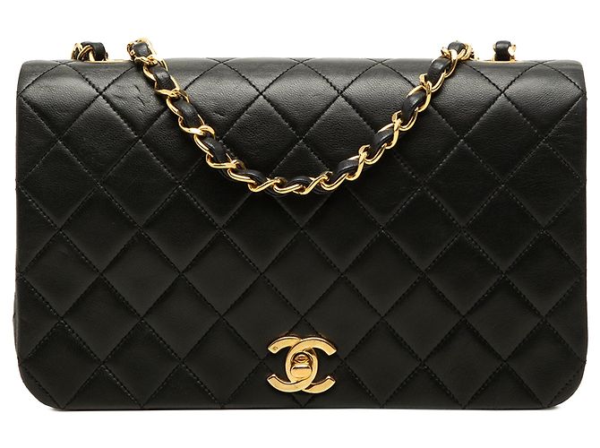 Borsa a tracolla Chanel Small CC Quilted Lambskin Full Single Flap Nera Nero