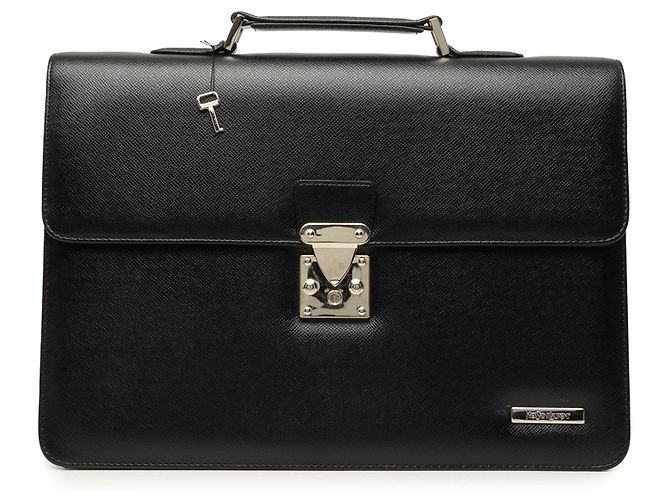 Autre Marque Sac business en cuir noir Saint Laurent