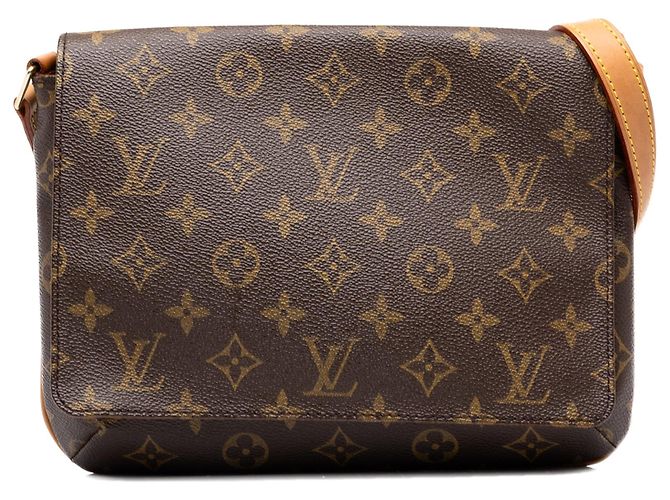 Bolsa de Ombro Louis Vuitton Monogram Musette Tango Castanha com Alça Curta Marrom