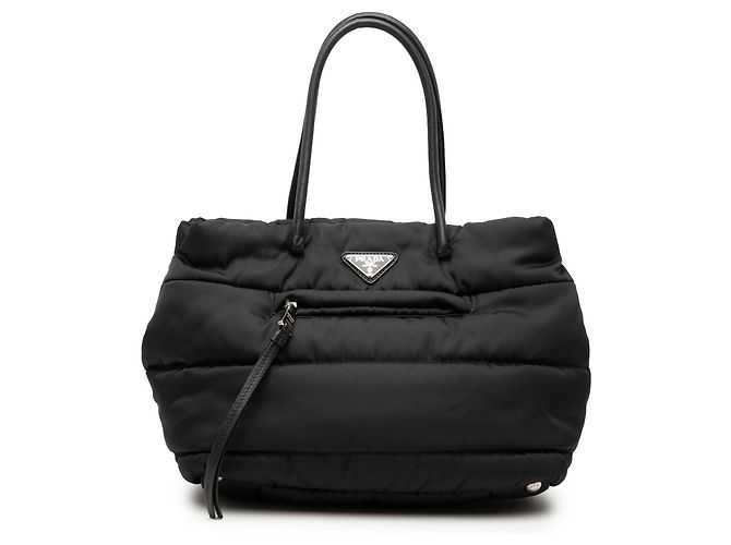 Borsa Tote Bomber Prada Tessuto nera Nero