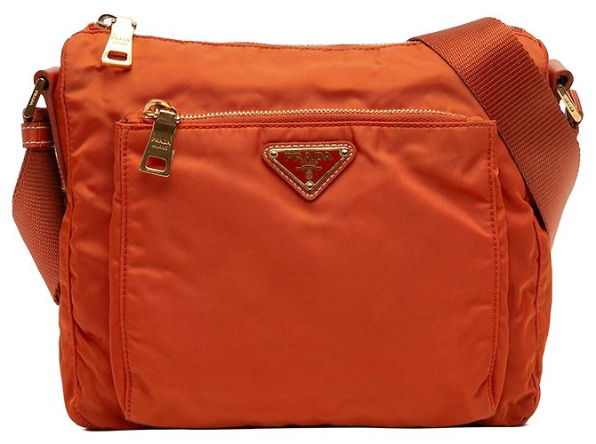 Borsa a tracolla Prada Tessuto arancione con chiusura a zip