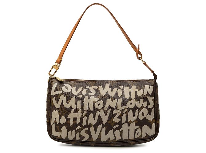 Bolsa de Ombro Louis Vuitton Stephen Sprouse Monogram Graffiti Pochette Accessoires Castanha Marrom