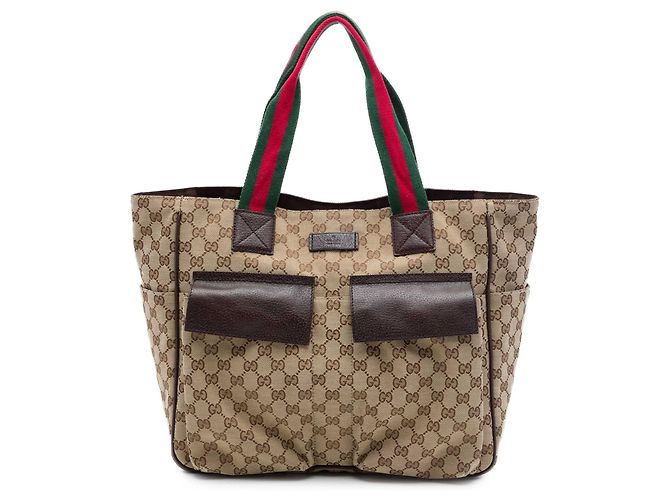 Saco Tote Gucci GG Canvas Web com bolsos duplos, Bege