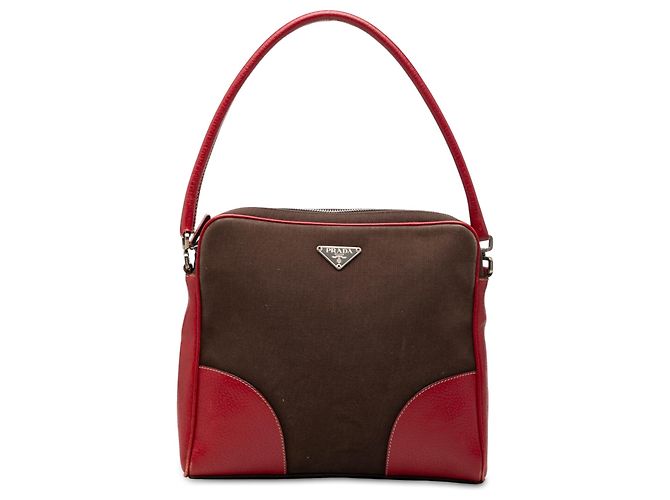 Bolsa Prada Canvas Canapa castanha Marrom