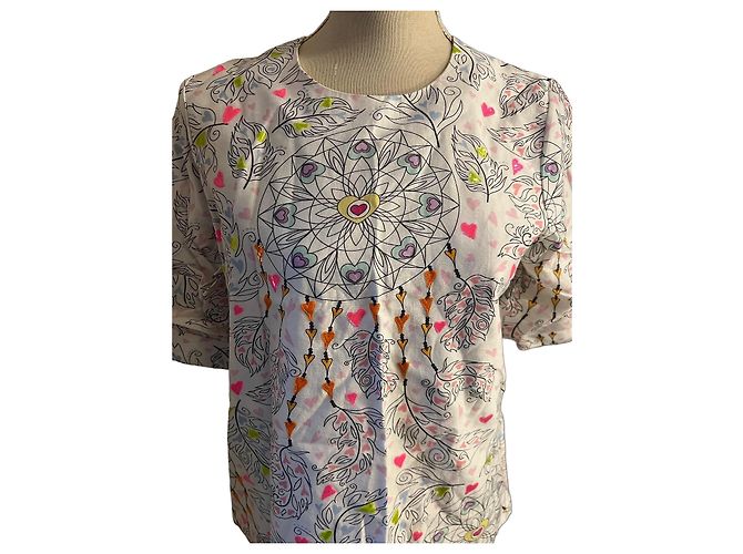 Autre Marque Blusa con estampado de atrapasueños Blanco Multicolor