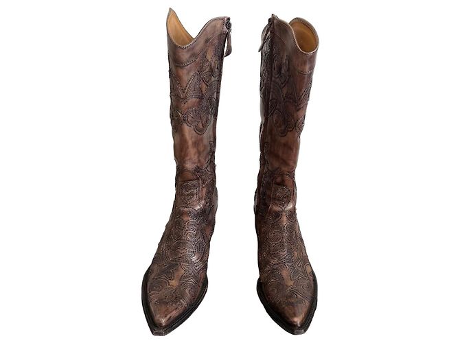 Autre Marque Botas de cuero marrón Damy Castaño