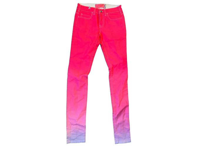 Autre Marque Pantalon en coton dégradé rose fluo