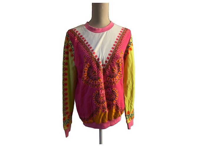 Autre Marque Sweatshirt estampada rosa e amarela Branco Verde Laranja Amarelo