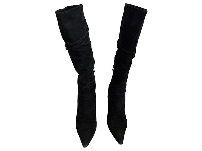 Autre Marque Botas altas em camurça preta Preto