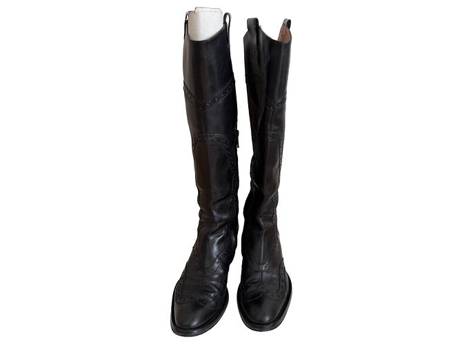 Autre Marque Bottes hautes en cuir noir