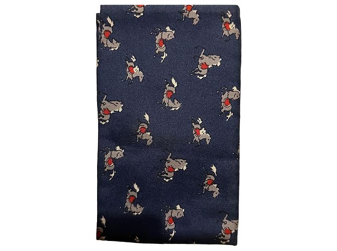 Hermès Paris Seidentuch-Etui Weiß Rot Blau Grau