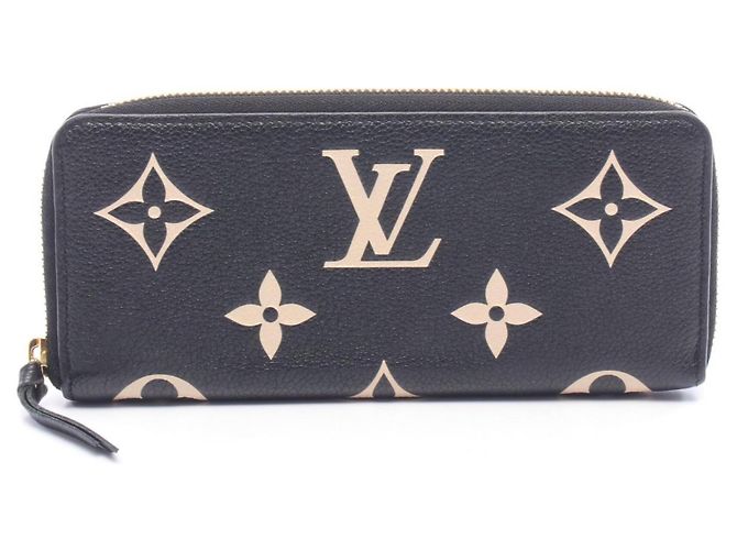 Louis Vuitton Portefeuille Clemence Monogram Empreinte Long Wallet Black Cream