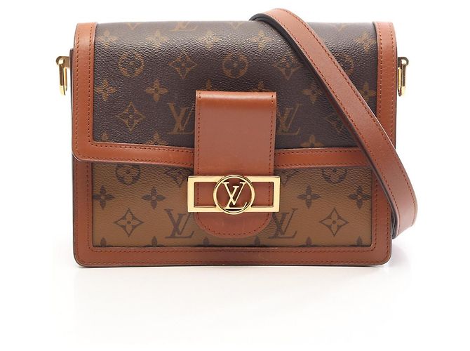 Bolsa de Ombro Louis Vuitton Dauphine MM Monogram Reverse Marrom
