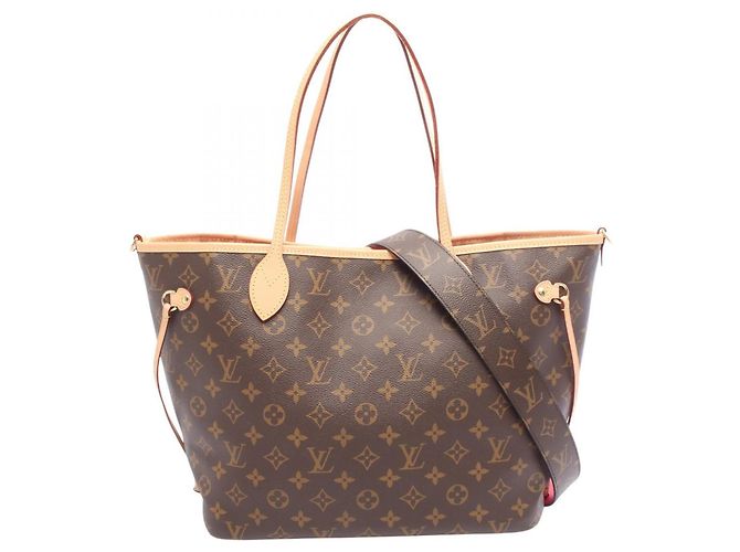 Louis Vuitton Neverfull Inside Out MM Monogram Tote Bag Braun Pink