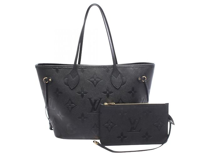 Louis Vuitton Neverfull MM Monogram Empreinte Noir Tote Bag Schwarz