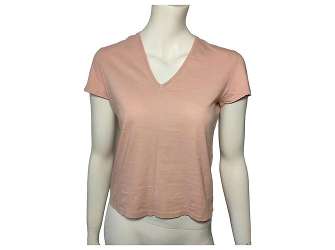 Gucci Camiseta de cuello en V de algodón rosa
