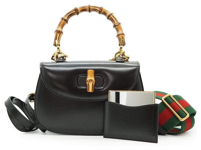 Gucci Borsa 2 Way Small Top Handle Bamboo 1947 Reedition in pelle nera Nero