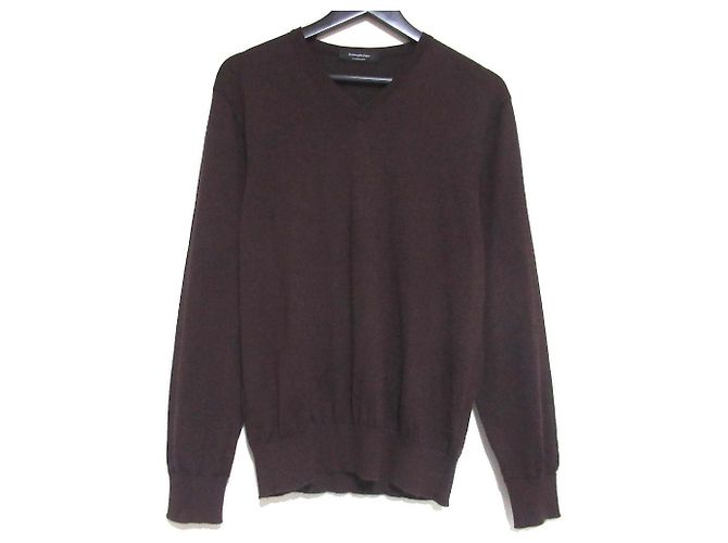 Autre Marque Ermenegildo Zegna Strickpullover aus Kaschmir und Seide Braun