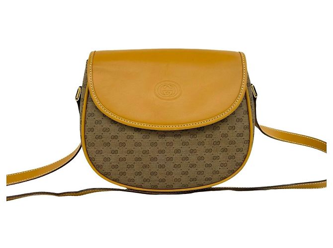 Gucci Old Micro GG Logo Pattern Mini Schultertasche Leder Pouch