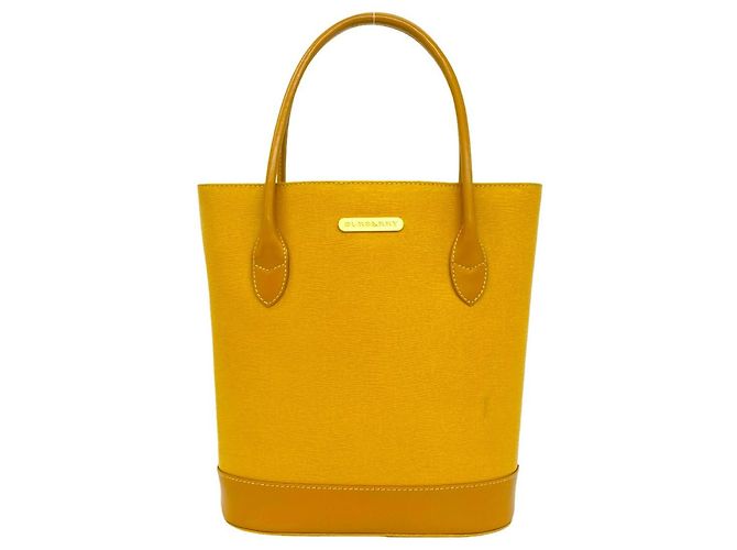 Sac à main en cuir Burberry Nova Check Pattern Jaune