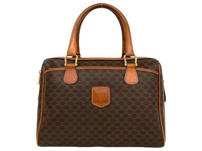 Céline Sac à main Celine Vintage Macadam Blazon Pattern Triomphe en cuir Marron