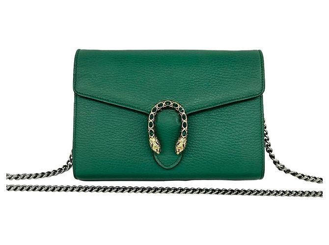 Bolsa de ombro mini GUCCI Dionysus em couro verde