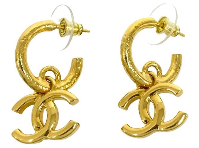 Boucles d'oreilles puces Chanel Coco Mark plaquées or Doré