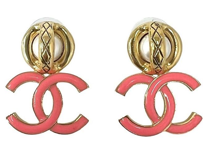 Pendientes de botón Chanel Coco Mark chapados en oro Rosa Dorado