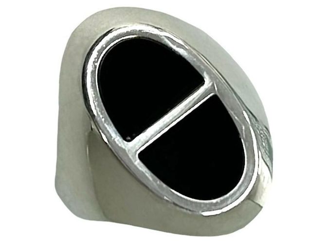 Ring Anello Hermès Verso Argento Nero